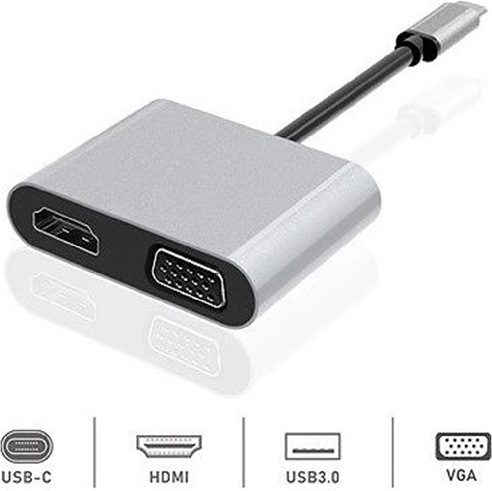 DEXIMDexim Dhu0004 Premium 4 in 1 USB-Typ-c HDMI VGA Hub for iPad Pro, Macbook, PC, Laptop703508679128