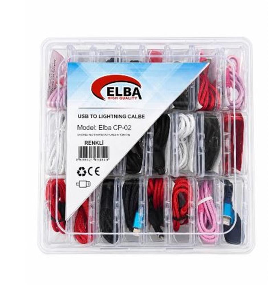 ELBAElba CP-02 Şeffaf Kutulu Usb To Lightning (Kırmızı,Beyaz,Pembe,Siyah,Lacivert)24lü Şarj Kablosu8698521890549