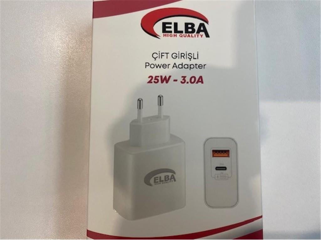 ELBAElba ELB15 25W 3.0A Usb-A To Usb-C Çift Girişli Hızlı Şarj Akım Koruma Isıya Dayanıklı EV Şarj Kafa8698521881950