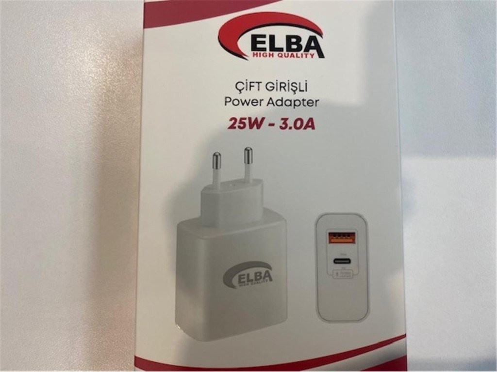 ELBAElba ELB15 25W 3.0A Usb-A To Usb-C Çift Girişli Hızlı Şarj Akım Koruma Isıya Dayanıklı EV Şarj Kafa8698521881950