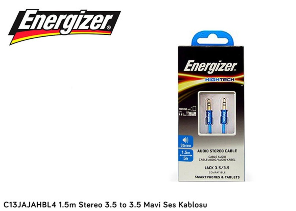ENERGIZEREnergizer C13JAJAHBL4 1.5m Stereo 3.5 to 3.5 Mavi Ses Kablosu3492548199785