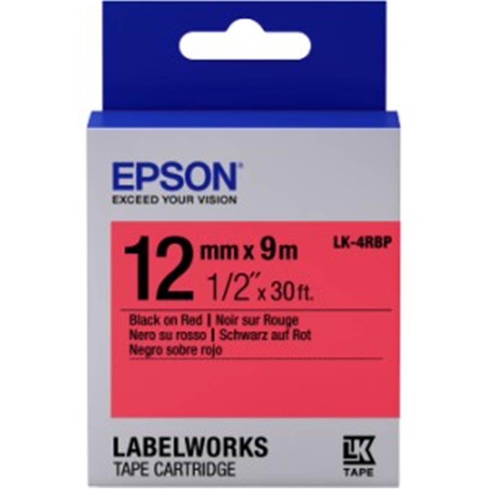 EpsonEpson LK-4RBP Pastel Kırmızı Üzeri Siyah 12MM 9Metre8715946611228