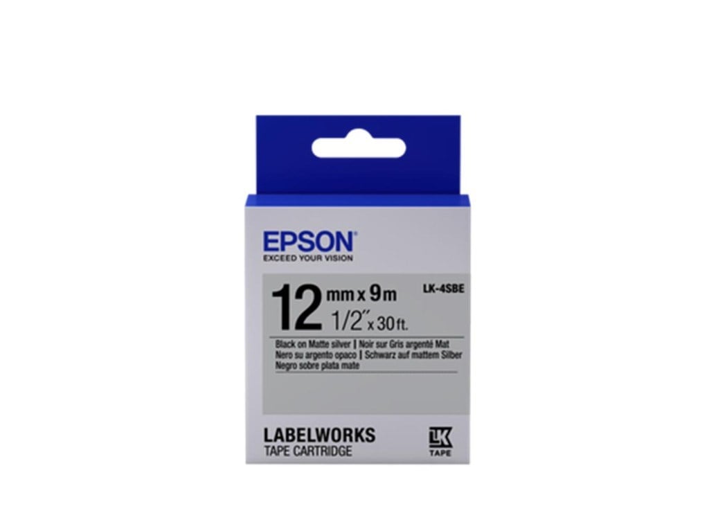 EpsonEpson LK-4SBE Gümüş Üzeri Siyah 12mm 9Metre Etiket8715946611327