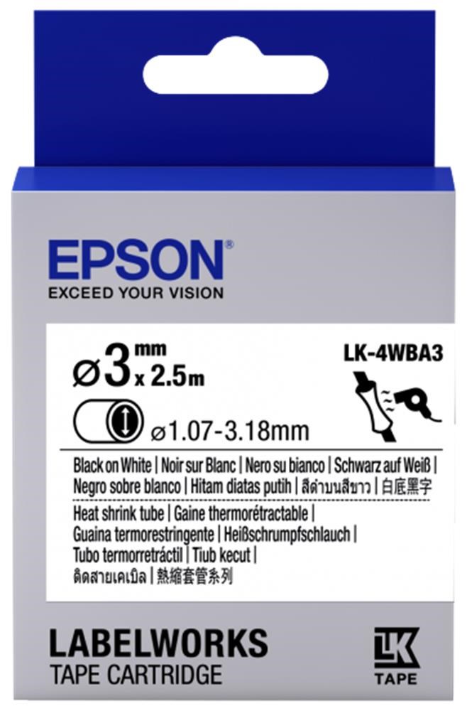 EpsonEpson LK-4WBA3 Beyaz Üzeri Siyah Makaron (1,07-3,18 mm çap) 2,5Metre8715946612768