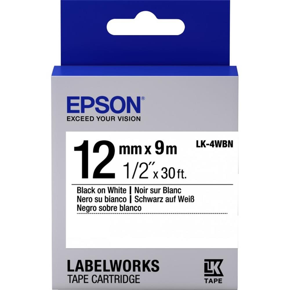 EpsonEpson LK-4WBN Standart Beyaz Üzeri Siyah 12mm 9Metre Etiket8715946611365