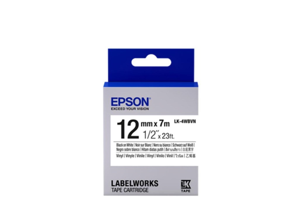 EpsonEpson LK-4WBVN  Vinil Beyaz Üzeri Siyah 12mm 7Metre Etiket871594669793
