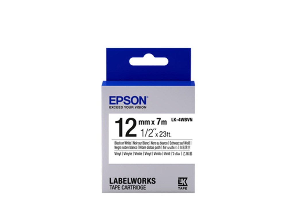 EpsonEpson LK-4WBVN  Vinil Beyaz Üzeri Siyah 12mm 7Metre Etiket871594669793