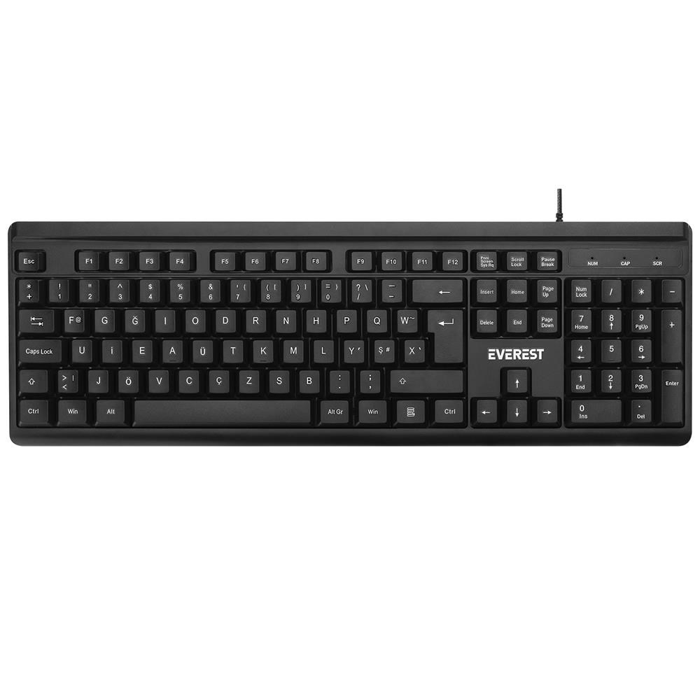 EVERESTEverest KB-741F Siyah-Gri USB 2 Metre Bakır Kablolu Tamamen Türkçe F Klavye8680096136252