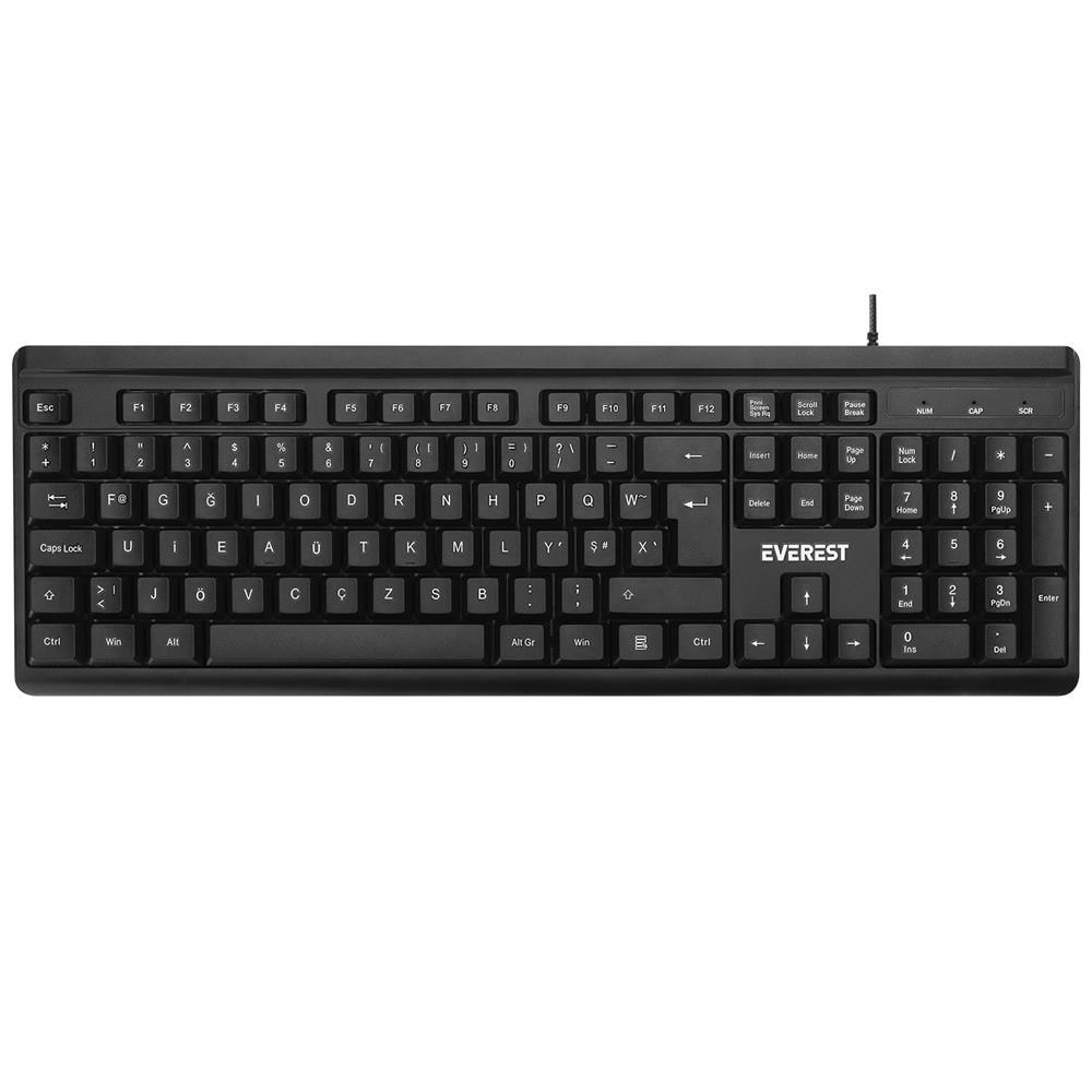 EVERESTEverest KB-741F Siyah-Gri USB 2 Metre Bakır Kablolu Tamamen Türkçe F Klavye8680096136252