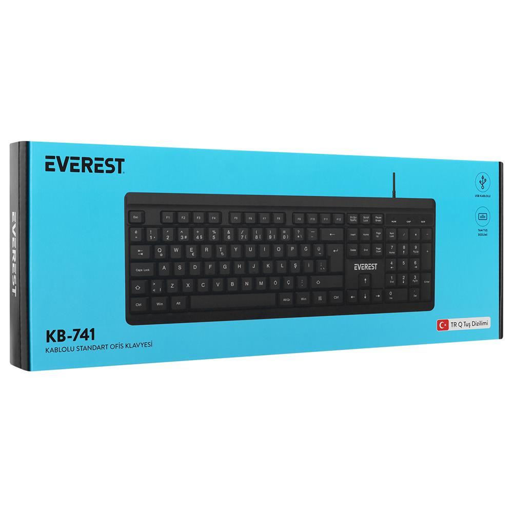 EVERESTEverest KB-741Q  Siyah-Gri USB 2 Metre Bakır Kablolu Usb Q Klavye8680096136245