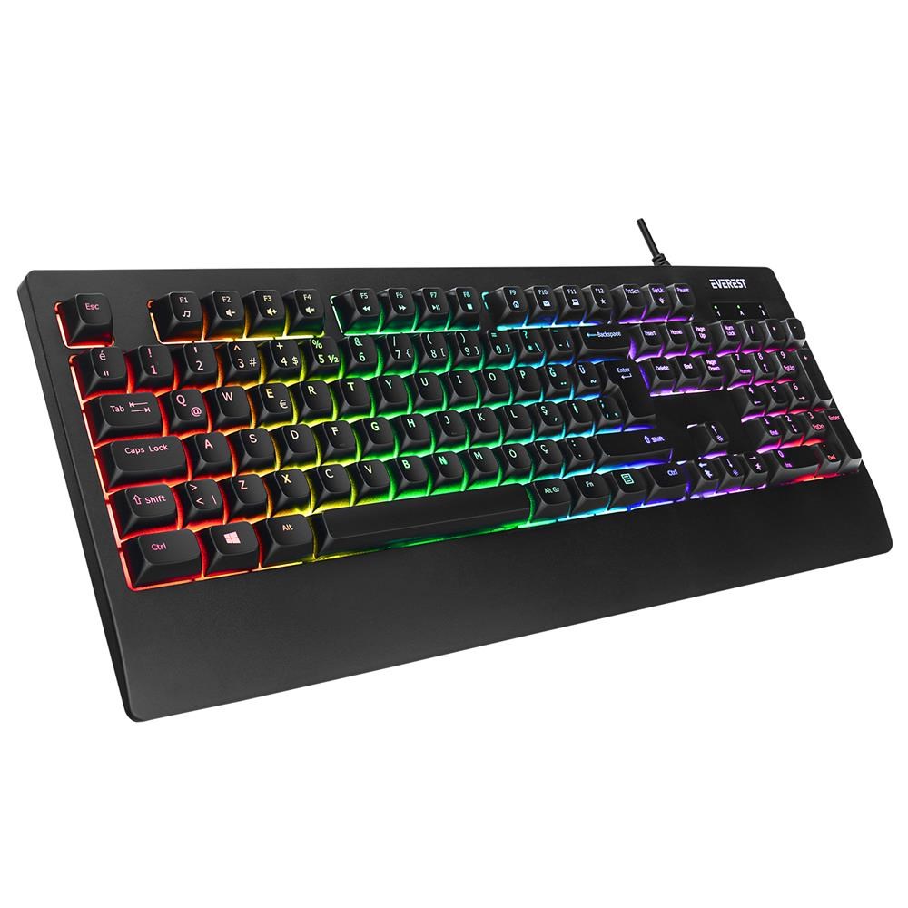 EVERESTEverest KB-93 Siyah USB Rainbow Aydınlatmalı Q Membrane RGB8680096142789