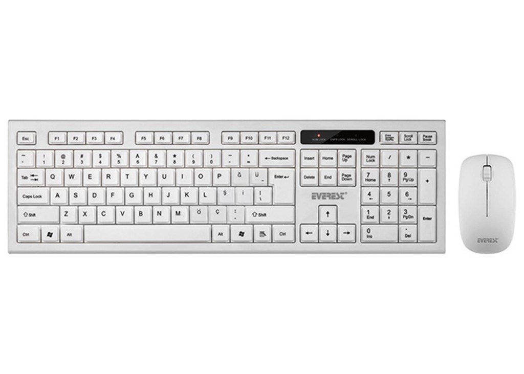 EVERESTEverest KM-6121 Beyaz Kablosuz Q Slim Klavye + Mouse Set8680096080500