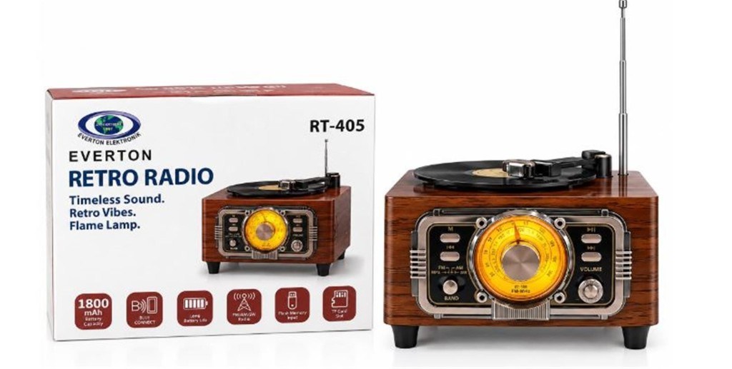 EVERTONEverton Rt-405  Bluetooth Fm-Usb-Tf-Aux Şarjlı Nostaljik Radyo Plak Görselli7453351174051