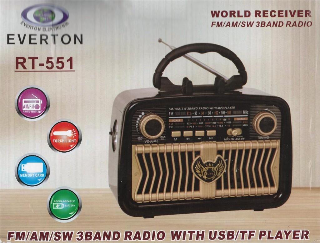 EVERTONEverton Rt-551  Bluetooth Fm-Usb-Tf-Aux Şarjlı Nostaljik Radyo1000154795004