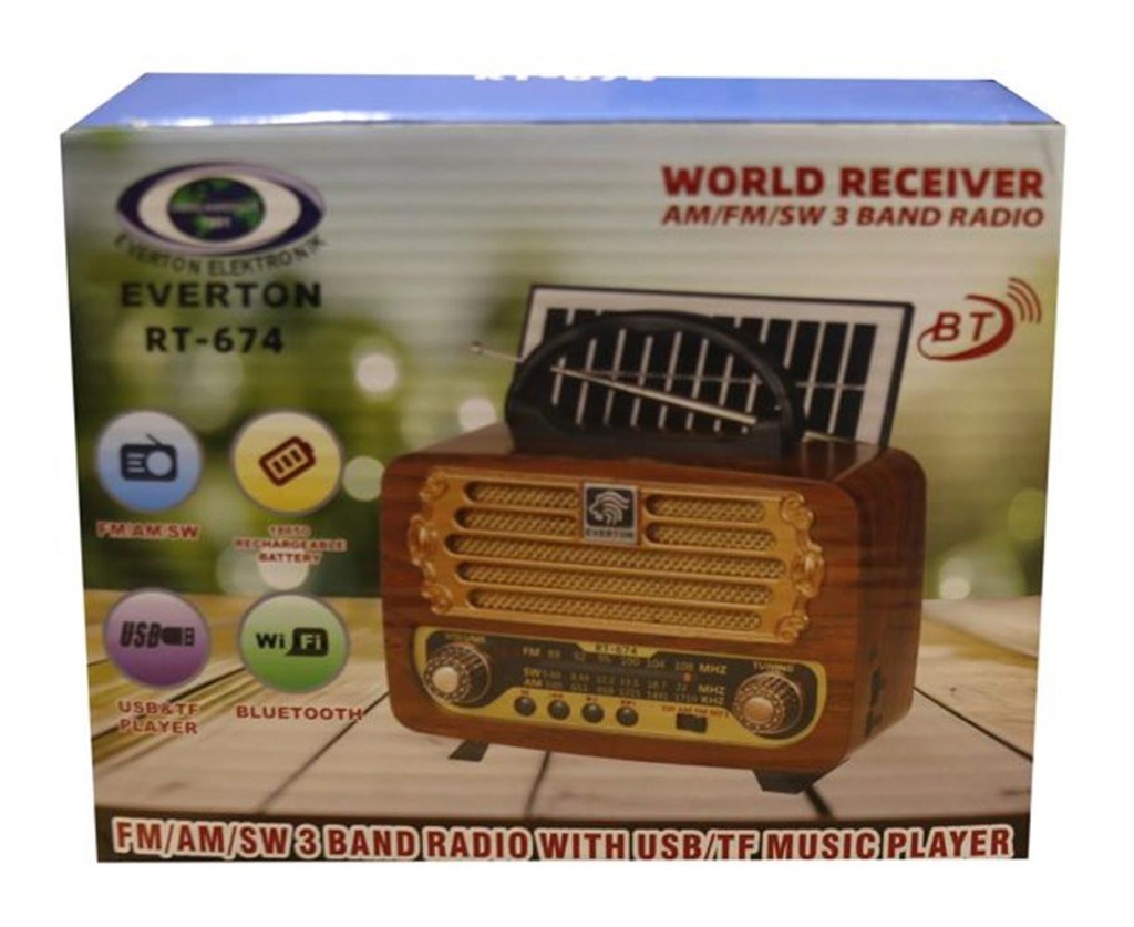 EVERTONEverton RT-674  Bluetooth-USB-SD-FM Şarjlı,Solarlı  Nostaljik Radyo7453003090886