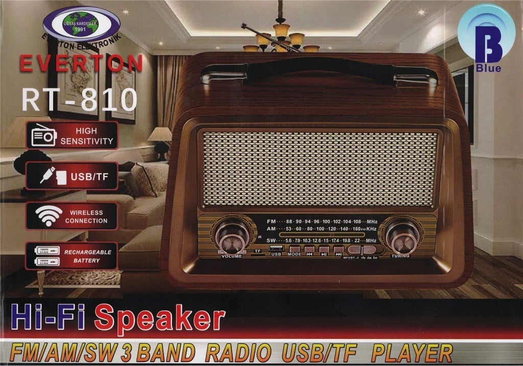 EVERTONEverton Rt-810 Fm-Usb-Tf-Aux Şarjlı Nostaljik Radyo7453025135654