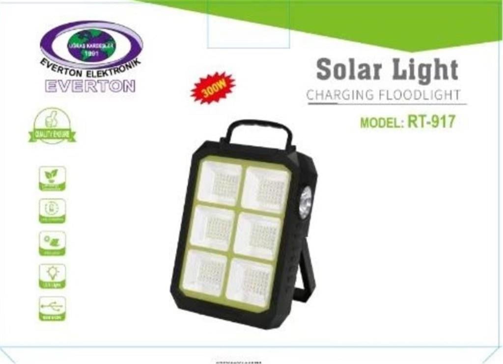 EVERTONEverton Rt-917 Şarjlı 300w Solar Panelli Projektör Led8698521889703