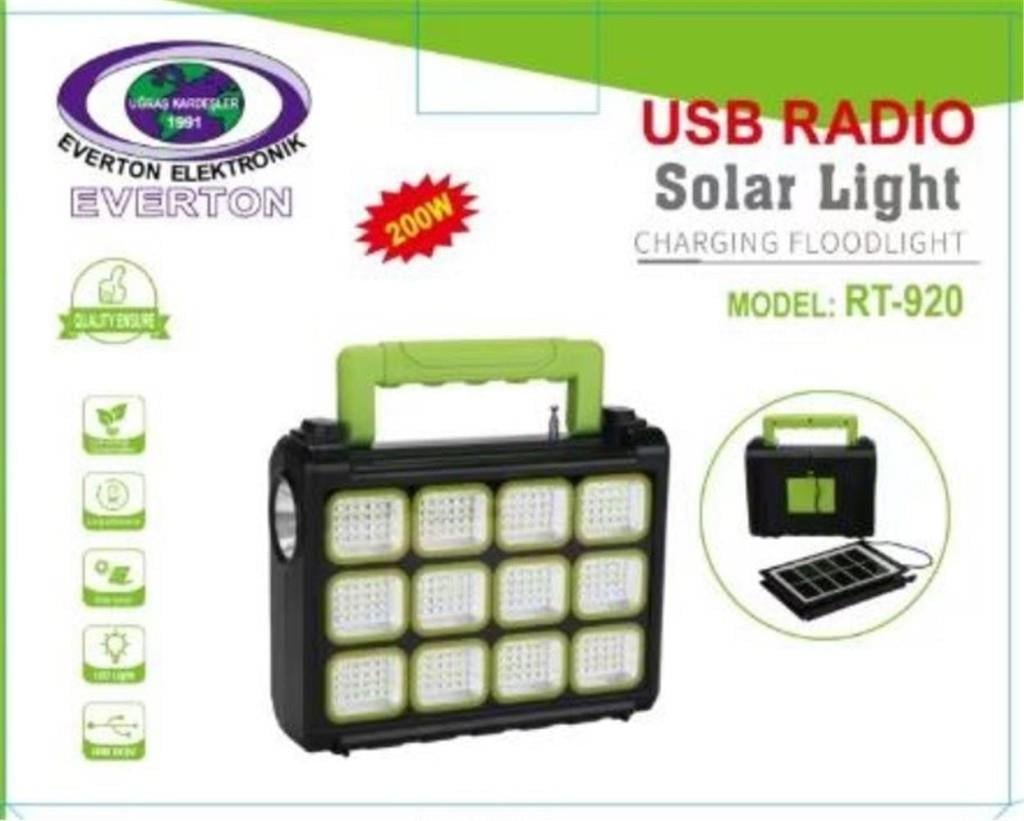 EVERTONEverton Rt-920 Şarjlı 200w Solar Panelli Projektör (Radyolu)8698521889734