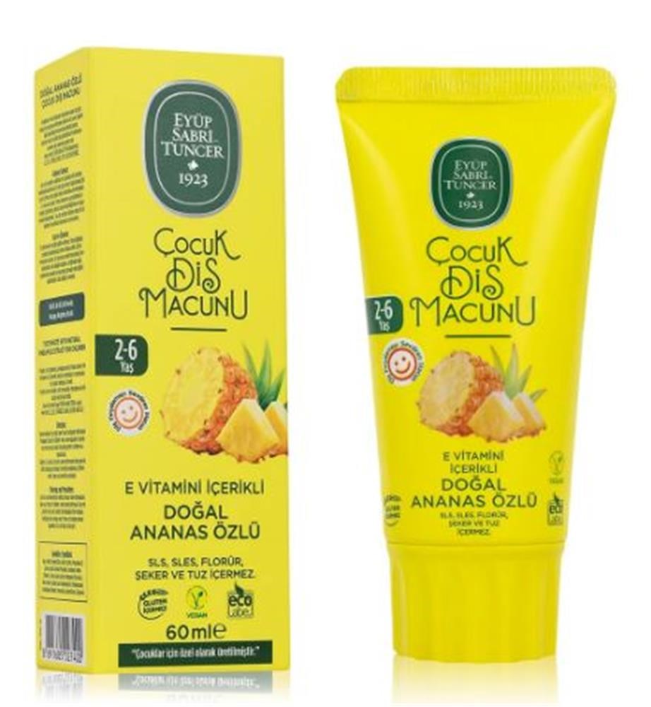 EYÜP SABRİ TUNCEREyüp Sabri Tuncer Doğal Ananas Özlü 2-6 Yaş Çocuk Diş Macunu 60 ml8691685027400