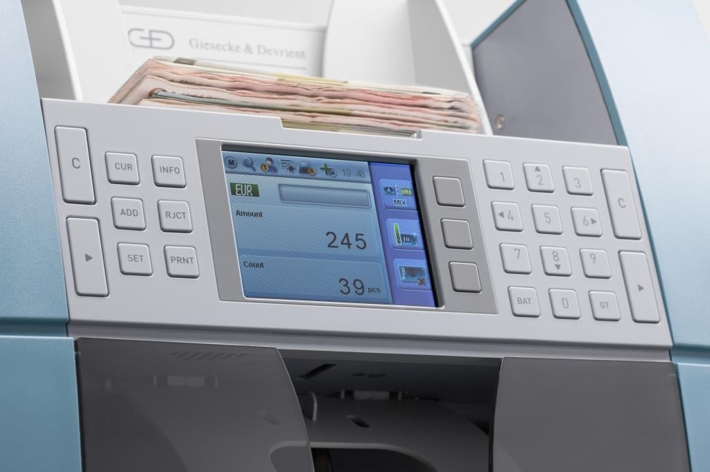 Giesecke+DevrientGiesecke+Devrient BPS C1 Profesyonel Banknot Sayma ve Tanıma Makinesi, 10 Ülke Para Birimi, Çek OkumaBPSC1