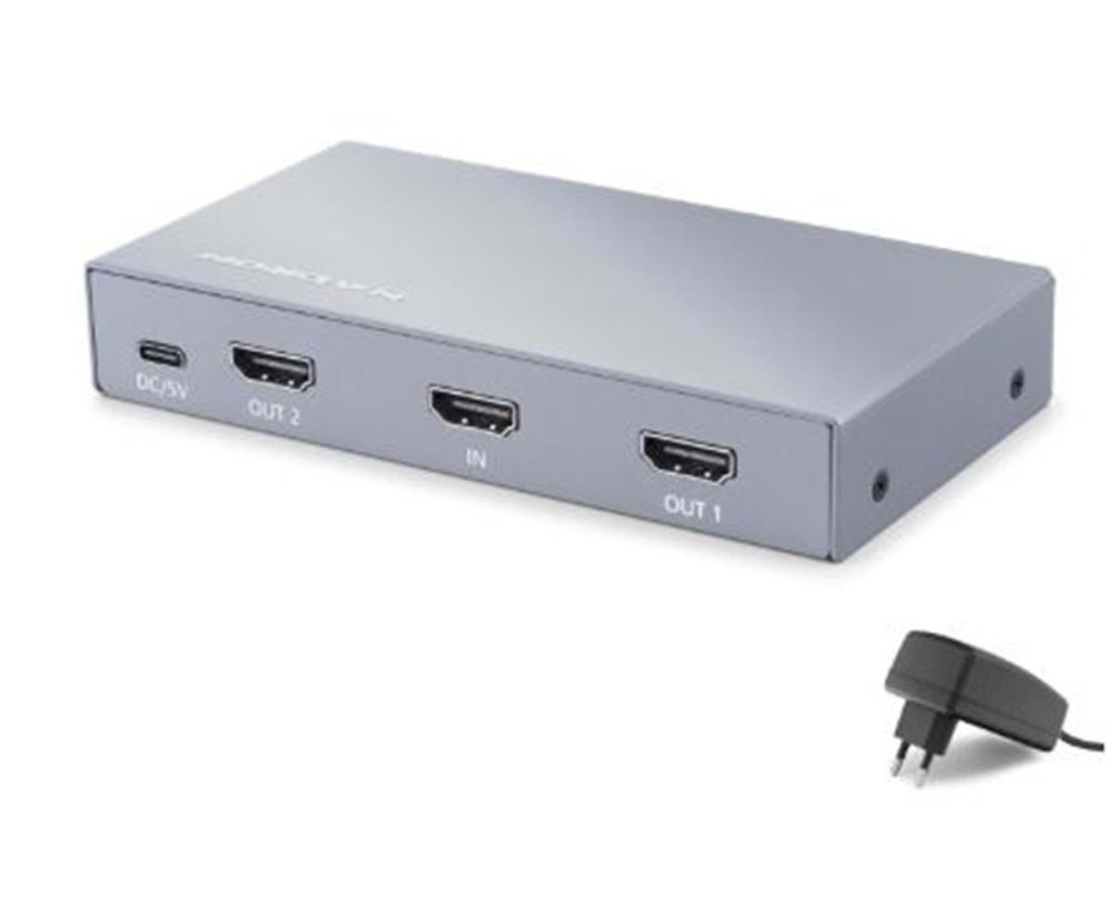HADRONHADRON HDX1428 HDMI Splitter EDID 4K 60 Hz 1 Giriş 2 Çıkış Gri8680469049738