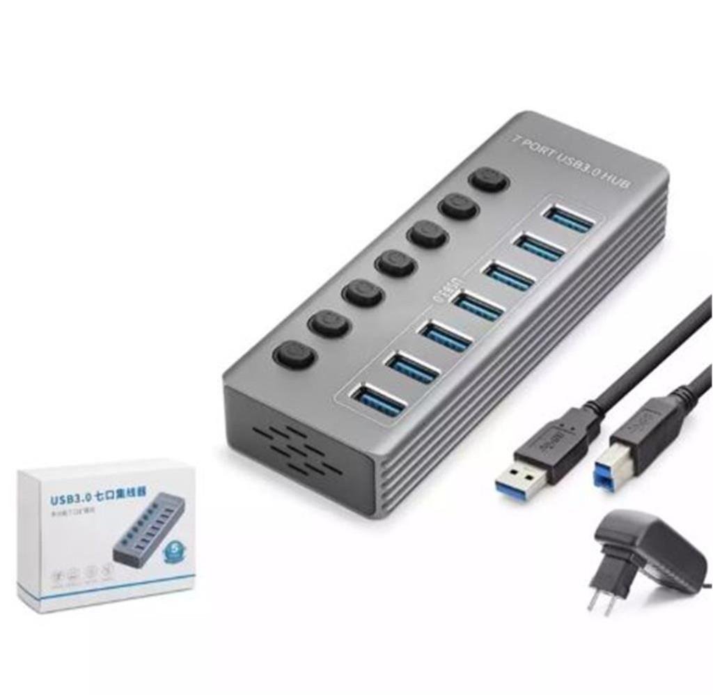 NODARHadron Hdx7047 Usb Hub 3.0 7-Usb 7-Anahtarlı 5Gbps High Speed 7in1 Gri8680469046836