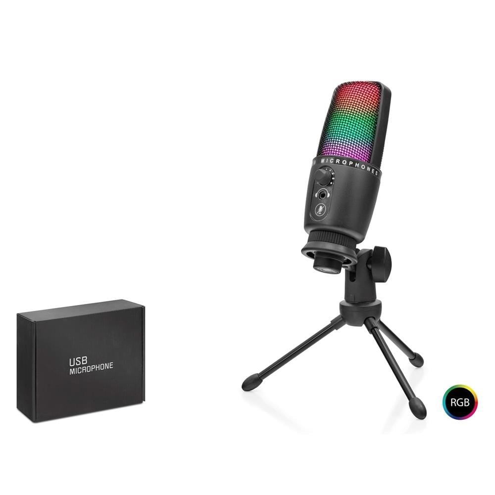 HADRONHADRON ME31 Gaming RGB Tripod Mikrofon Dokunmatik Mute Gain Kontrollü Type-C Siyah8680469045839
