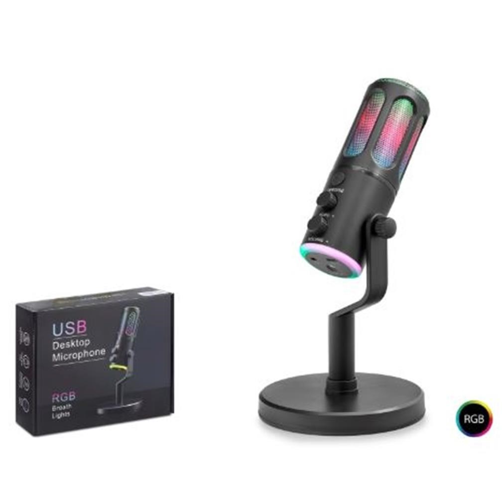 HADRONHADRON SU8 Gaming RGB Masaüstü Mikrofon DSP Gürültü Önleme Echo Type-C Siyah8680469045822