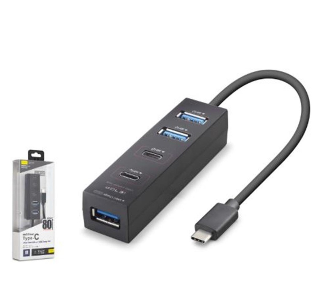 HADRONiETOP TU0529 Type-C 3.2 Gen1 Hub 4 Port 5 Gbps 80 cm Siyah8680469050789