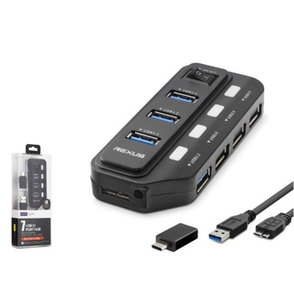 HADRONiETOP U332 USB Type-C 3.2 Gen1 Anahtarlı Hub 7 Port 5 Gbps Siyah8680469050918