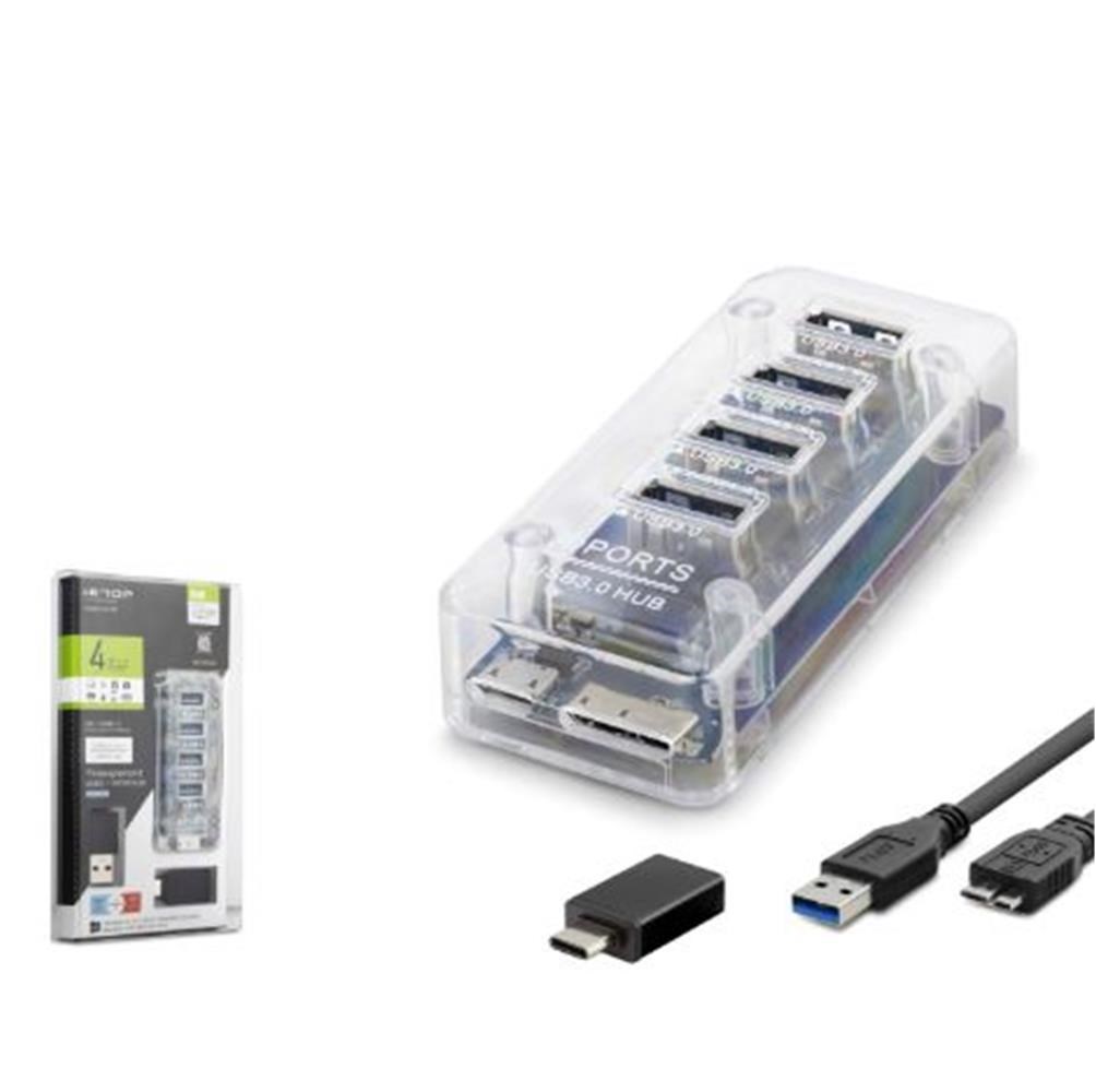 HCSiETOP U336 USB Type-C 3.1 Gen1 Hub 4 Port 5 Gbps Şeffaf8680469050895
