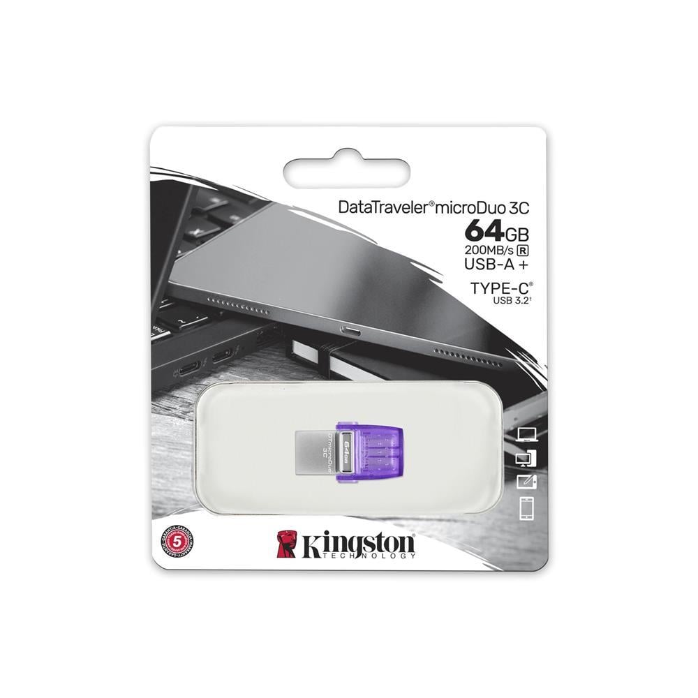 KINGSTONKingston DTDUO3CG3-64GB DataTraveler microDuo 3C 200MB-s dual USB-A + USB-C Flash Bellek740617328219