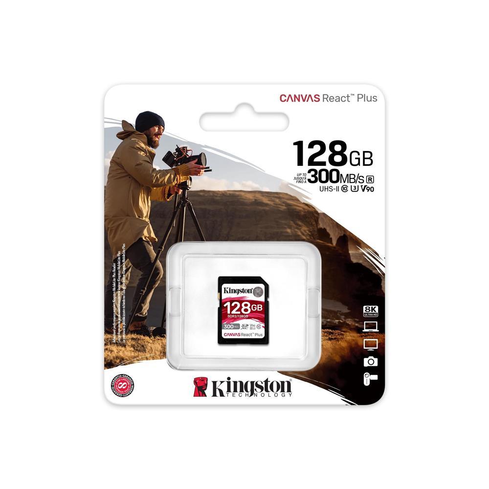 KINGSTONKingston SDR2-128GB Canvas React Plus SDXC UHS-II 300R-260W U3 V90 for Full HD-4K-8K Hafıza Kartı740617301960
