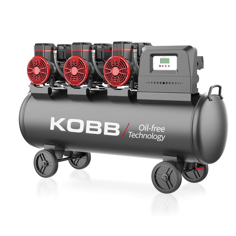 KOBBKOBB KBK100S 6.0HP 100Lt 8Bar Üç Motorlu Yağsız Sessiz Taşınabilir Hava KompresörüKBK100S