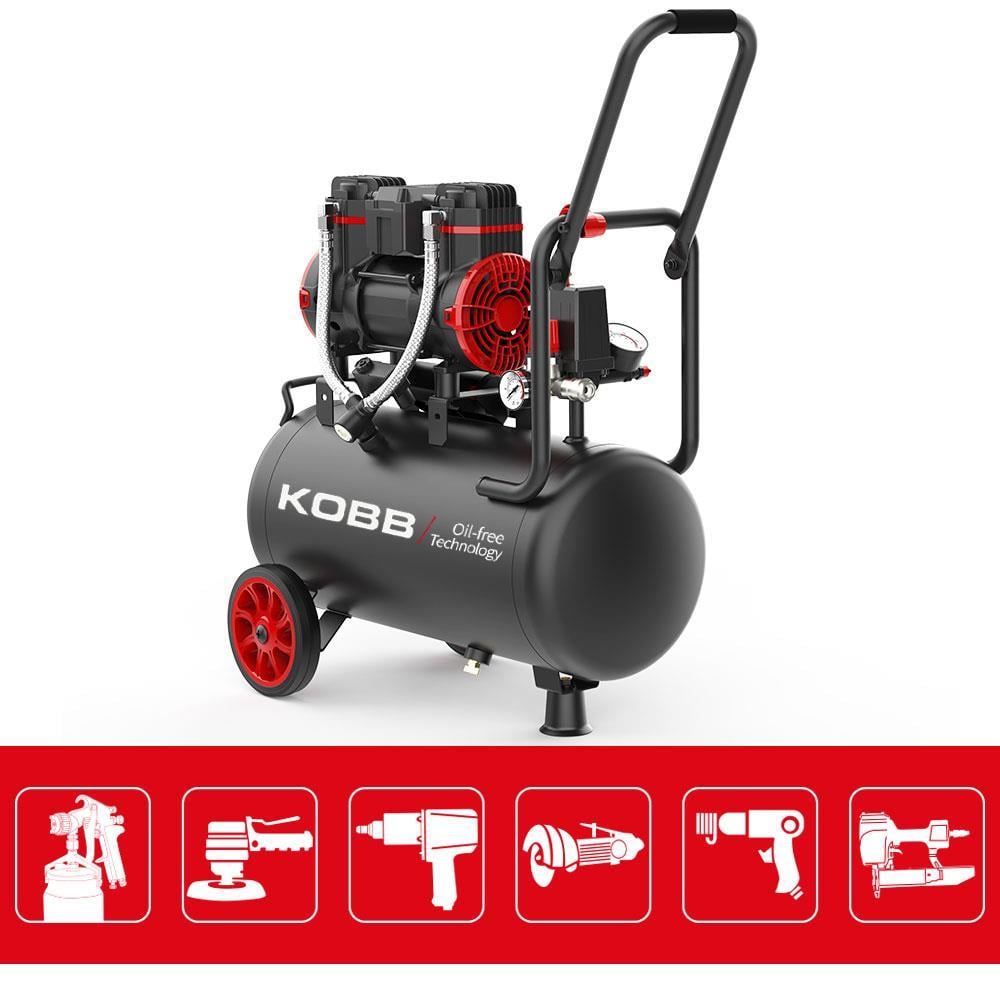 KOBBKOBB KBK25S 1.7HP 25Lt 8Bar Yağsız Sessiz Taşınabilir Hava KompresörüKBK25S