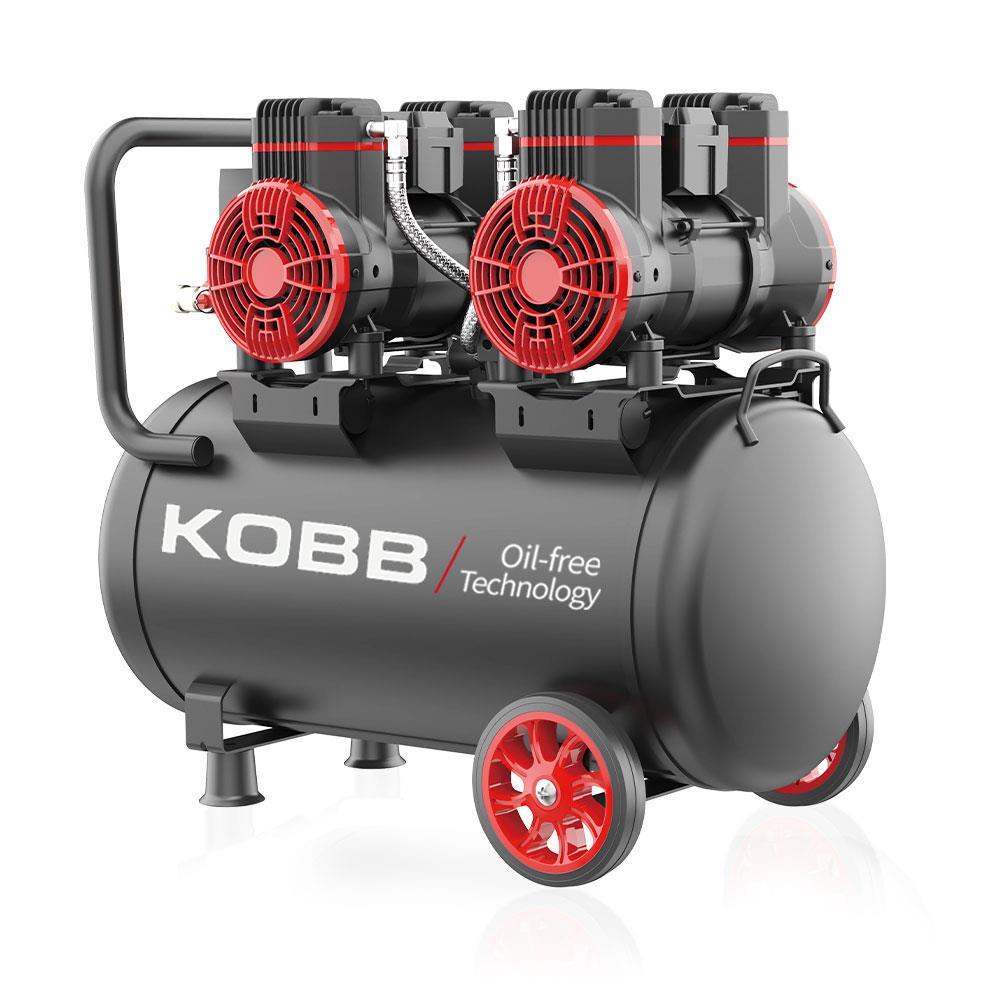 KOBBKOBB KBK50S2 4.0HP 50Lt 8Bar Çift Motorlu Yağsız Sessiz Taşınabilir Hava KompresörüKBK50S2