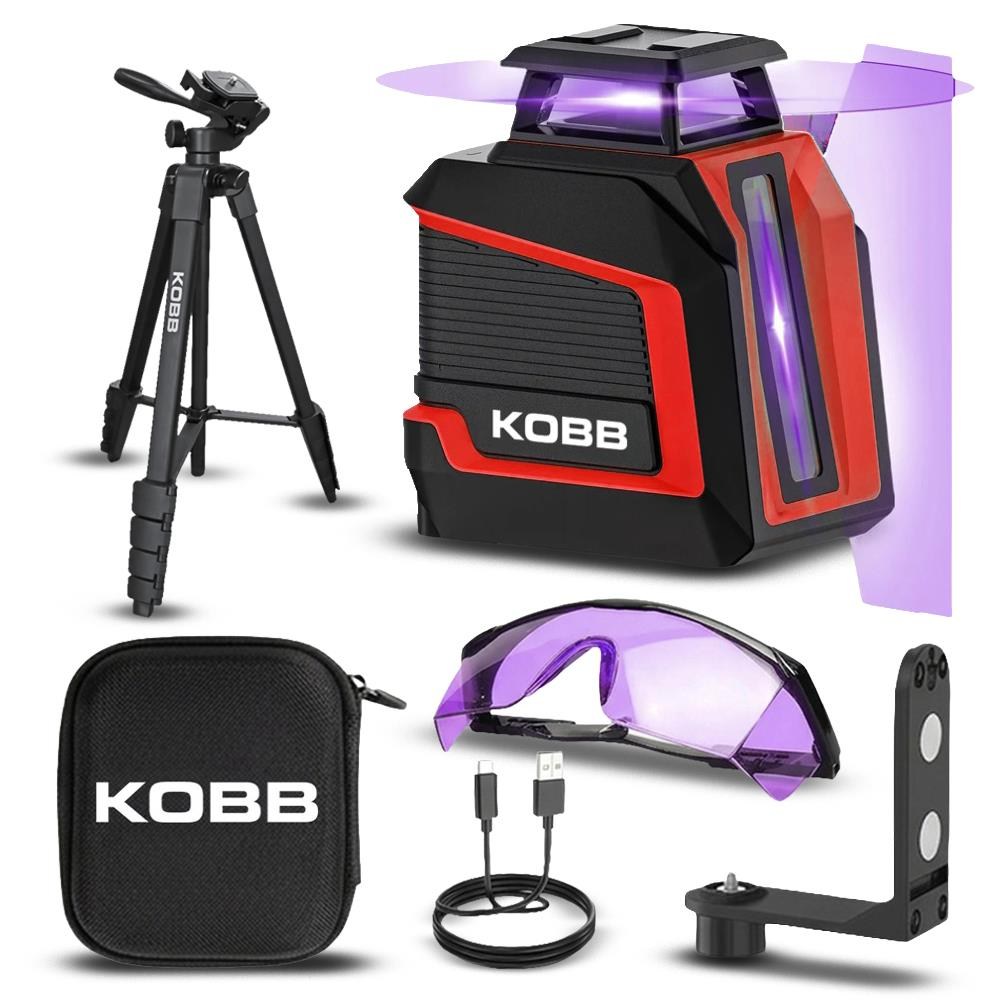 KOBBKOBB KBL30P 3.7V Li-ion Yatay 360° ve Dikey Otomatik Hizalamalı Mor Işık Profesyonel Lazer+TripodKBL30PTP