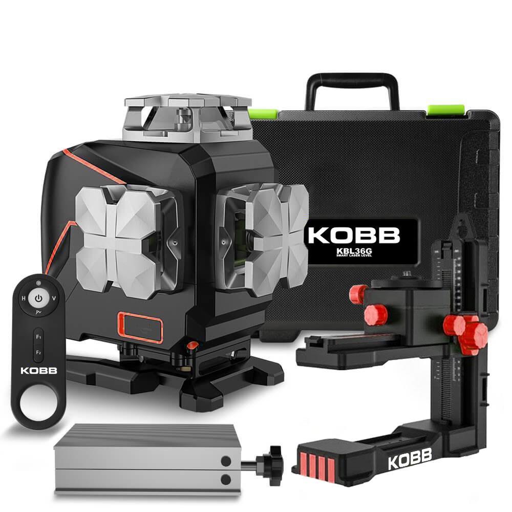 KOBBKOBB KBL36G Profesyonel Li-ion Şarjlı 4X360⁰ LCD Ekran Otomatik Hizalamalı Yeşil Çapraz Çizgi Lazer DistomatKBL36G