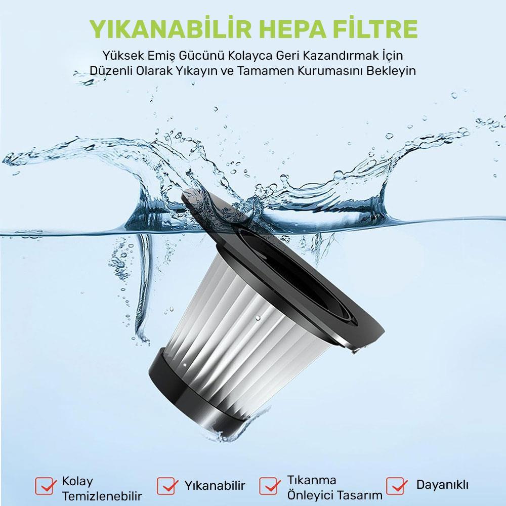 KOBBKOBB KBV12F 12V Araç Süpürgesi İçin Yedek HEPA FiltreKBV12F