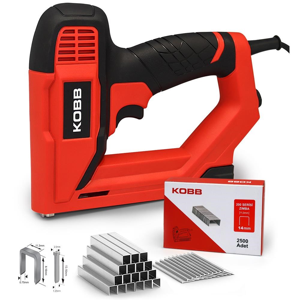 KOBBKOBB KBZ200B 8-16mm Zımba ve 15-16mm Profesyonel Çivi Çakma Makinesi + 3000 adet Yedek Zımba ve ÇiviKBZ200B