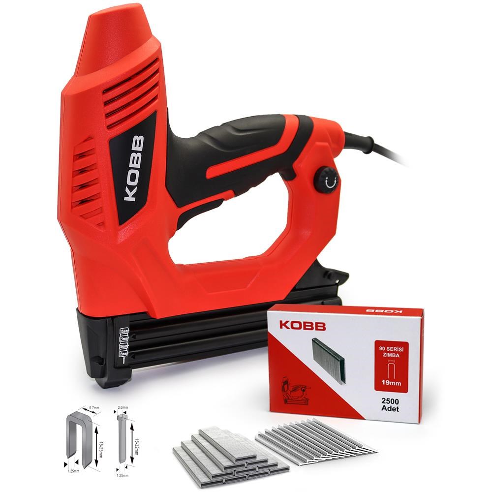 KOBBKOBB KBZ90 15-25mm Zımba ve 15-32mm Profesyonel Çivi Çakma Makinesi + 3000 adet Yedek Zımba ve ÇiviKBZ90