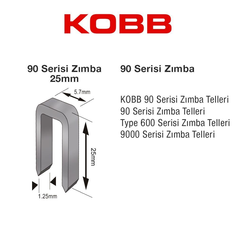 KOBBKOBB KBZ9025 25mm 2500 Adet 90 Serisi Ağır Hizmet Tipi Zımba TeliKBZ9025