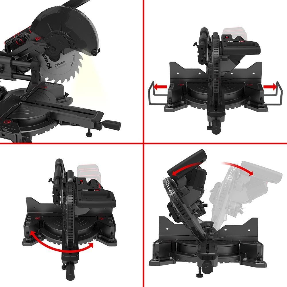 KressKress KH483.9 40Volt 1400W 254MM Kömürsüz Kızaklı Bluetooth Bağlantılı Profesyonel Gönye Kesme (Akü Dahil Değildir)KH483.9