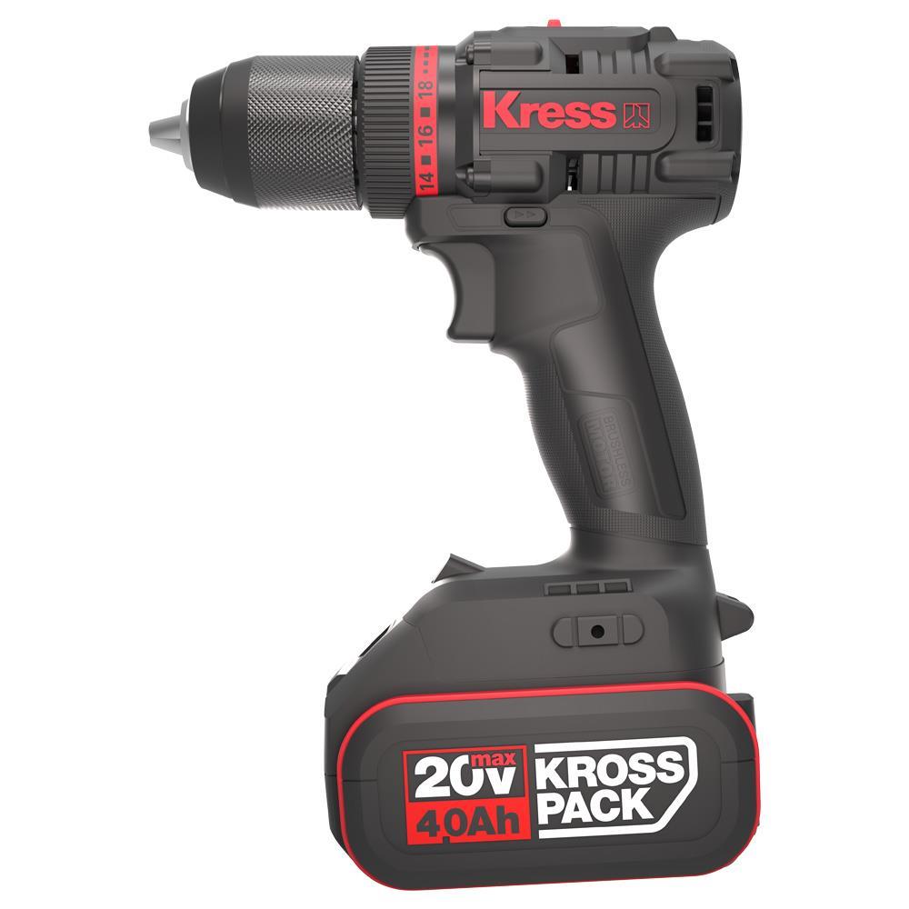 KressKress KUA71 20Volt/4.0Ah Li-ion Çift Akülü Kömürsüz Profesyonel Şarjlı MatkapKUA71
