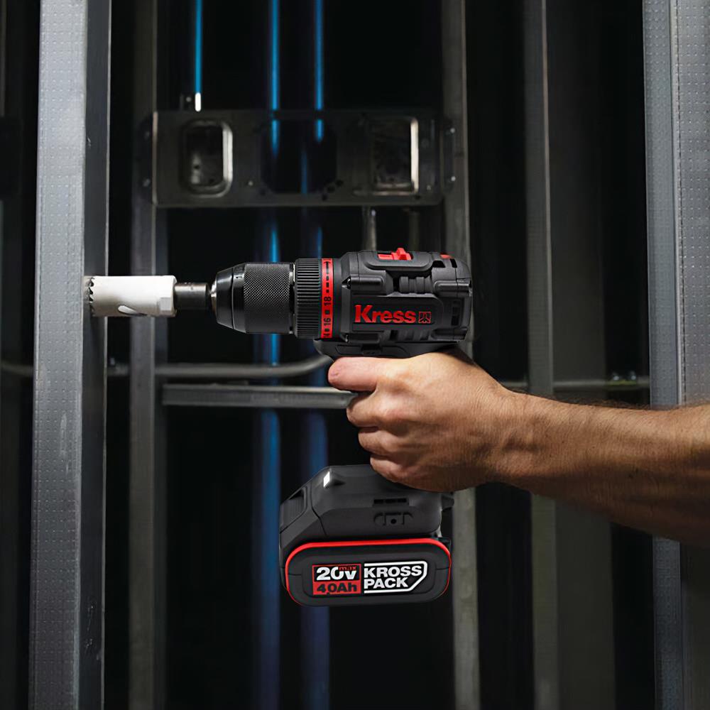 KressKress KUA71 20Volt/4.0Ah Li-ion Çift Akülü Kömürsüz Profesyonel Şarjlı MatkapKUA71