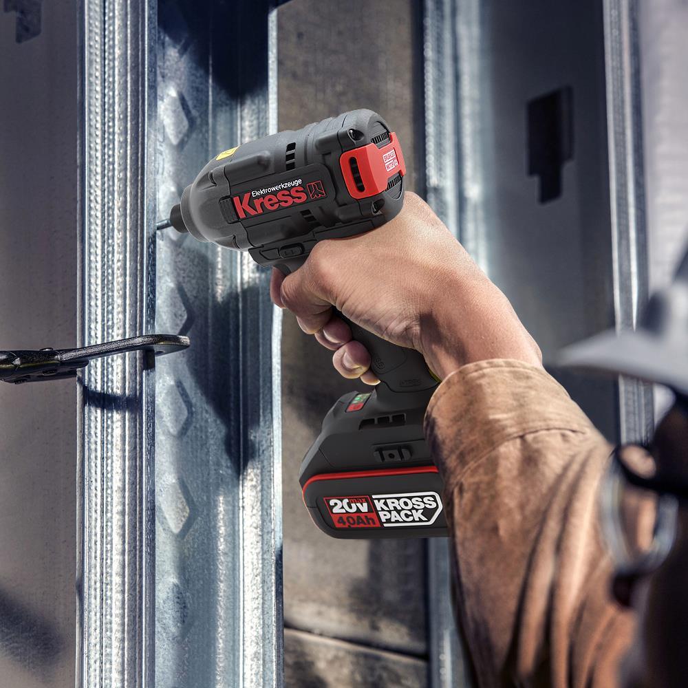KressKress KUB60.2 20Volt 4.0Ah Li-ion Çift Akülü 230Nm Kömürsüz Profesyonel Şarjlı Darbeli TornavidaKUB60.2