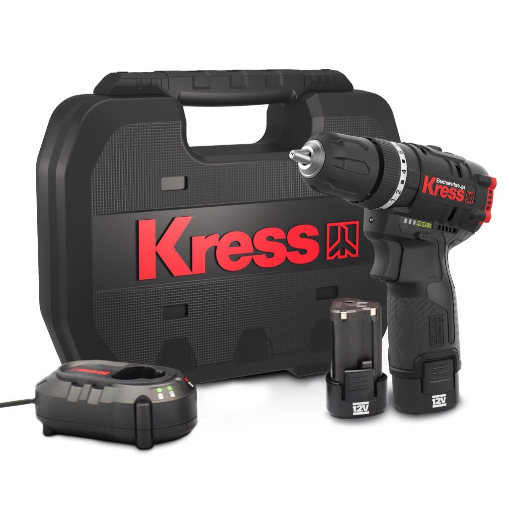 KressKress KUC12 12Volt/2.0Ah Li-ion Çift Akülü Kömürsüz Profesyonel Şarjlı Darbeli MatkapKUC12