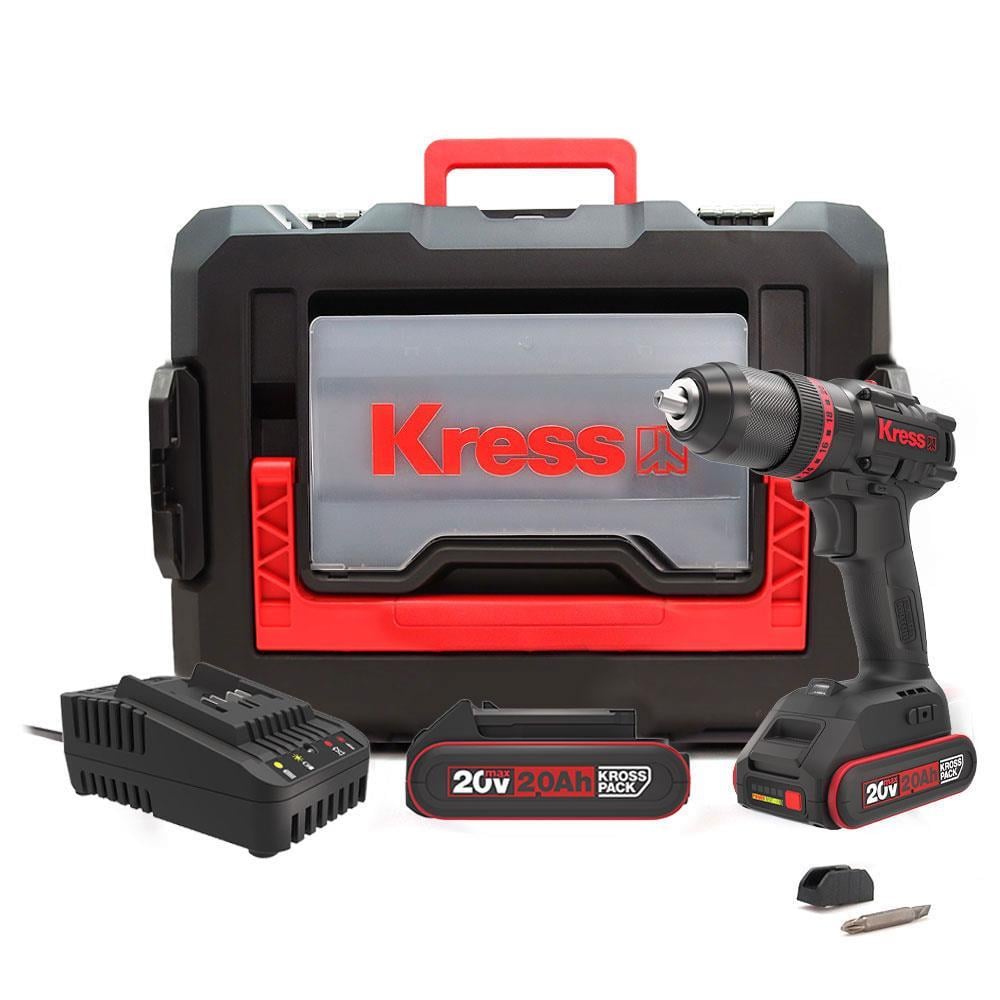 KressKress KUC30.1 20Volt/2.0Ah Li-ion 60Nm Çift Akülü Kömürsüz Profesyonel Şarjlı Darbeli MatkapKUC30.1