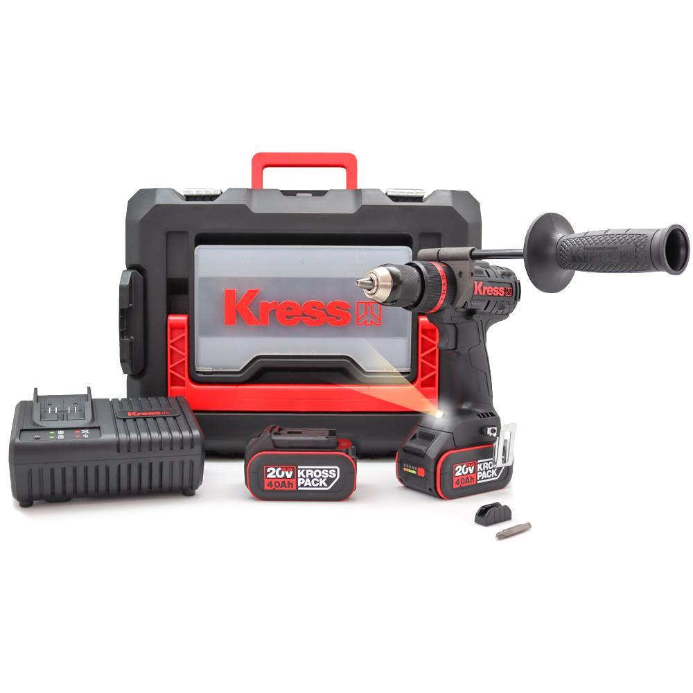 KressKress KUC35 20Volt/4.0Ah Li-ion Çift Akülü Kömürsüz Profesyonel Şarjlı Darbeli MatkapKUC35