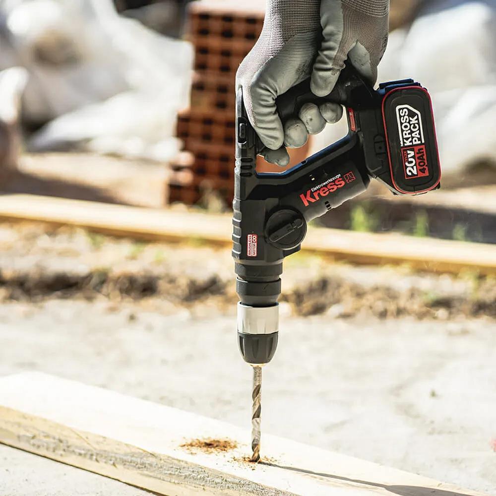 KressKress KUC50.2 20Volt/4.0Ah. Li-ion Çift Akülü Kömürsüz 1.7J Profesyonel SDS-Plus Pnömatik Matkap + 10mm MandrenKUC50.2